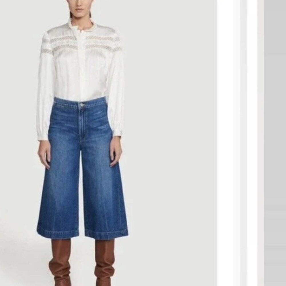 Frame Denim Sweetzer Straight Cropped Wide Leg Le Culotte‎ Denim Jean Blue 26
